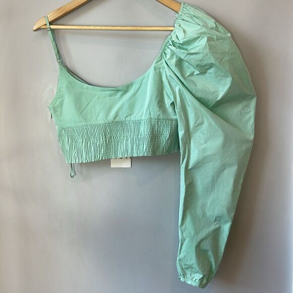 ZARA Limited Edition Puff Sleeve One Shoulder Crop Top Size Small - Picture 7 of 10